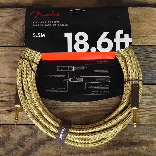 Fender 18.6' Deluxe Series Straight to Straight Instrument Cable - Tweed