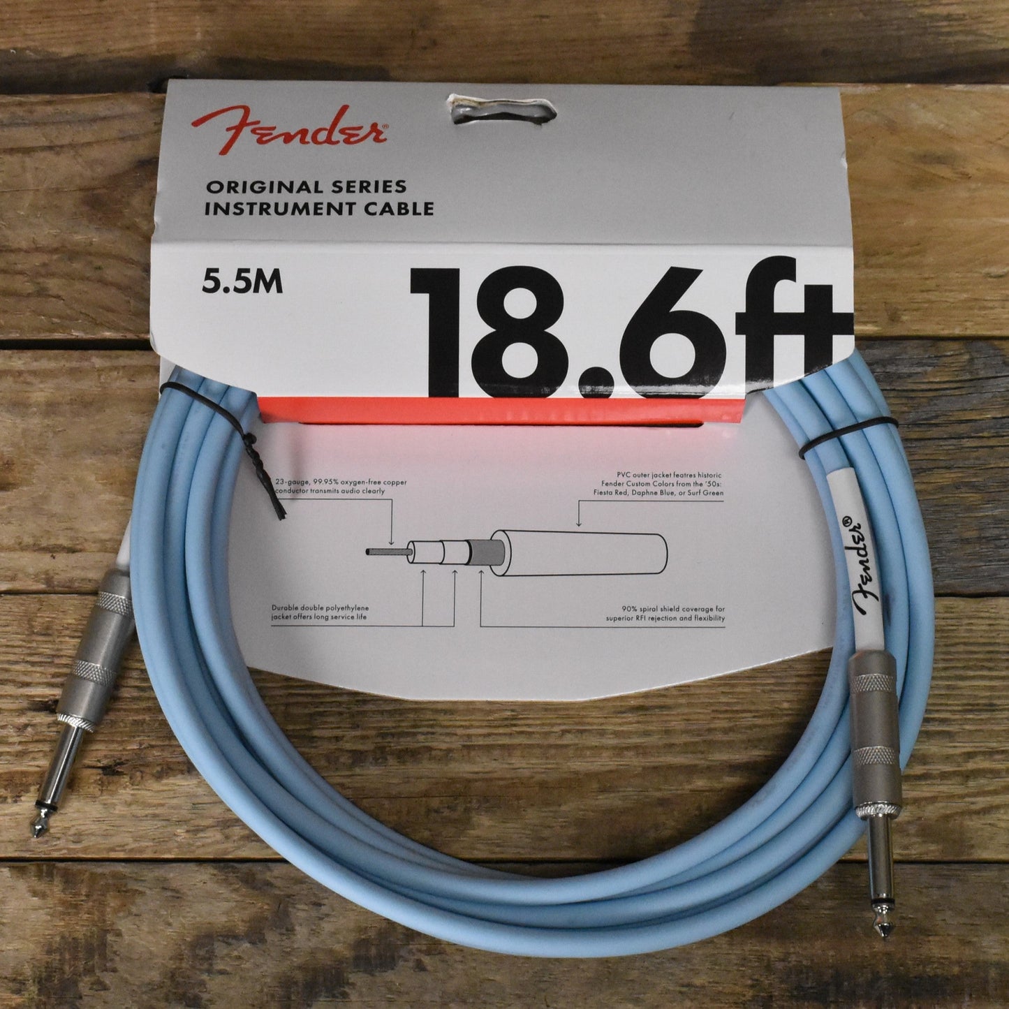 Fender 18.6' Original Straight to Straight Instrument Cable - Daphne Blue