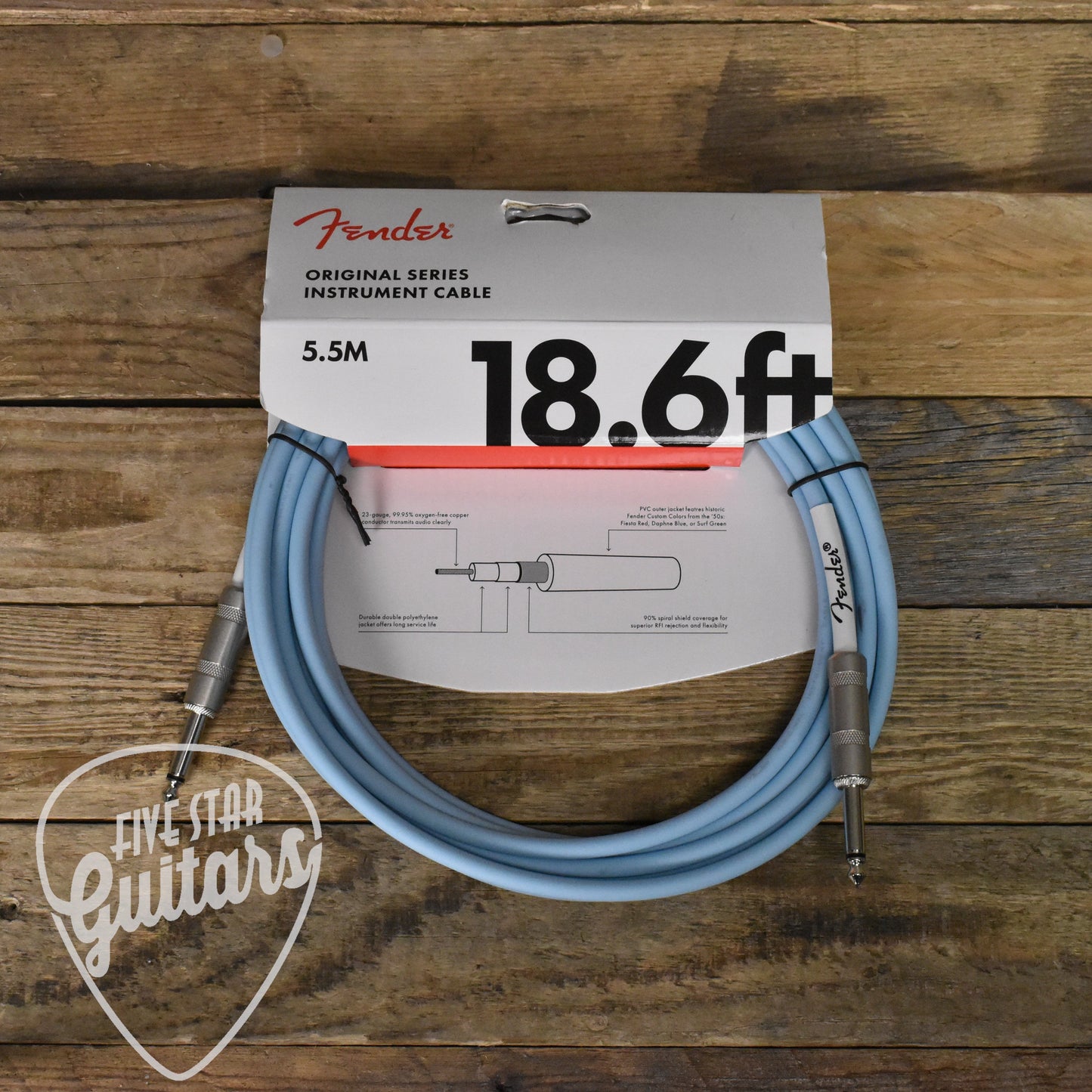 Fender 18.6' Original Straight to Straight Instrument Cable - Daphne Blue