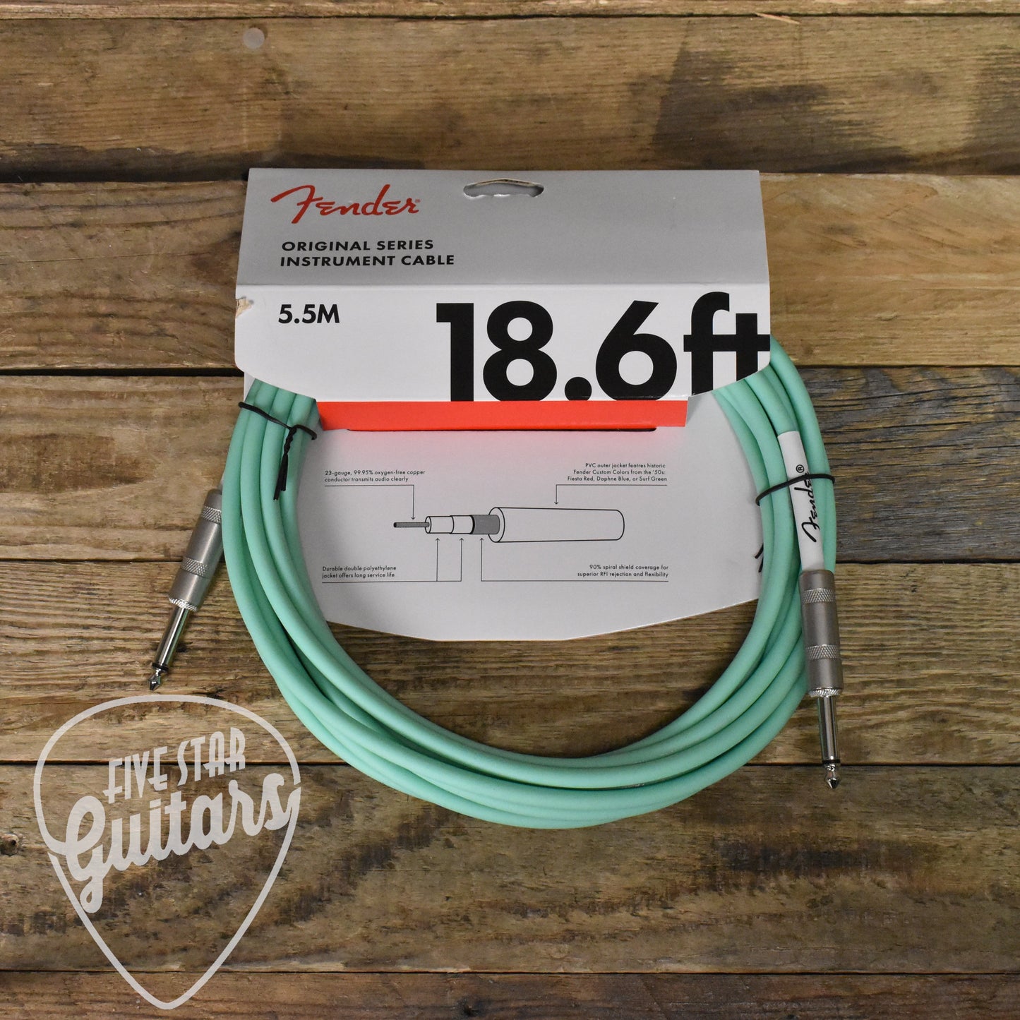 Fender 18.6'  Original Straight to Straight Instrument Cable - Surf Green