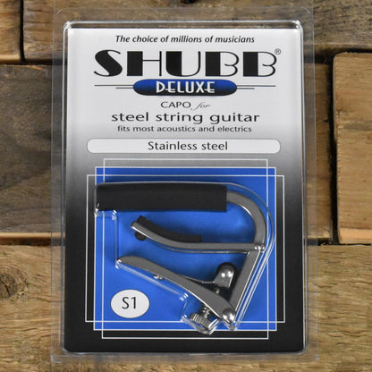 Shubb Deluxe Curved Steel String Guitar Capo - Polished Nickel - S1