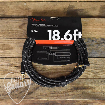 Fender 18.6' Deluxe Series Straight to Right Angle Instrument Cable - Black Tweed