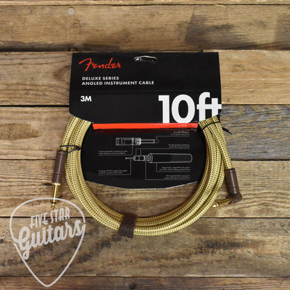 Fender 10' Deluxe Straight to Right Angle Instrument Cable - Tweed