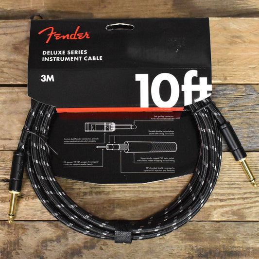 Fender 10' Deluxe Series Straight to Straight Instrument Cable - Black Tweed