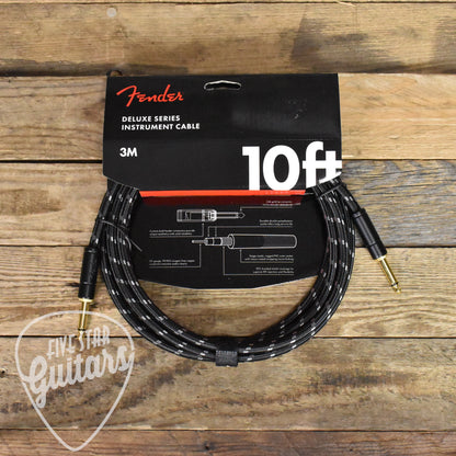 Fender 10' Deluxe Series Straight to Straight Instrument Cable - Black Tweed