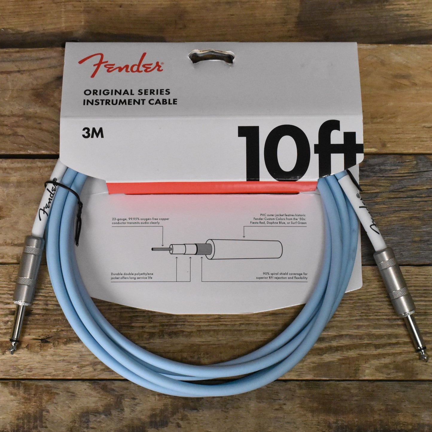 Fender 10' Original Straight to Straight Instrument Cable - Daphne Blue