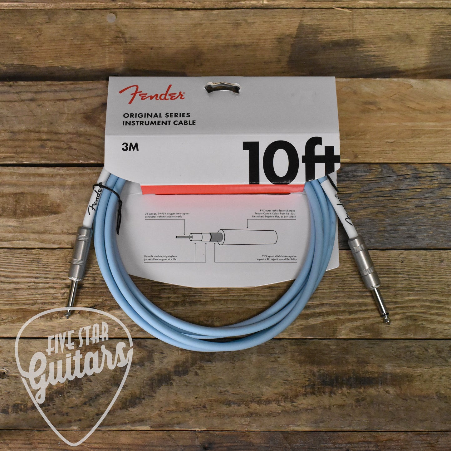 Fender 10' Original Straight to Straight Instrument Cable - Daphne Blue