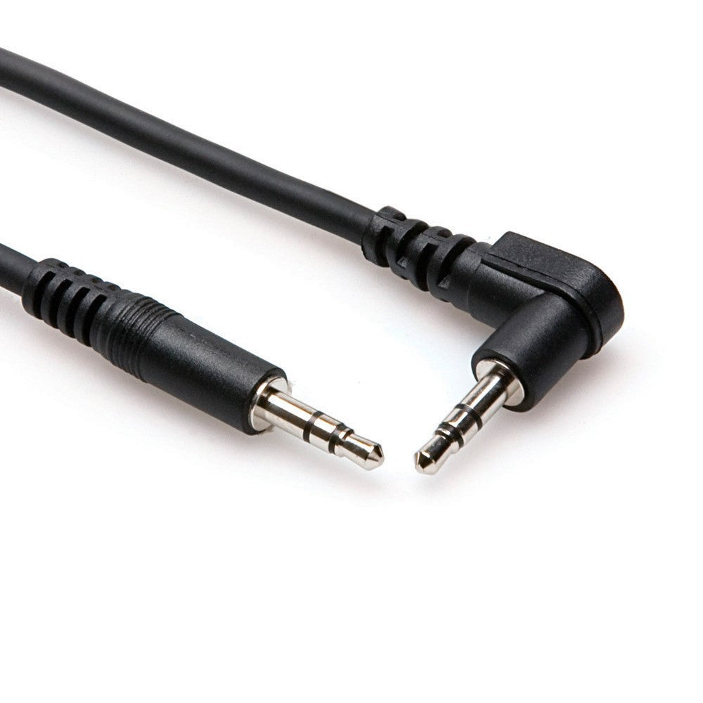 Hosa Stereo Interconnect Cable Straight 3.5mm TRS to Right Angle 3.5mm - 5ft - CMM-105R