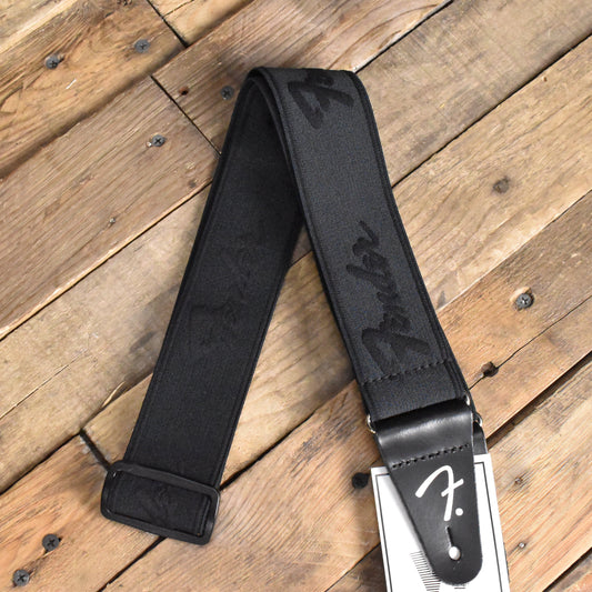 Fender WeighLess Strap Running Logo - Black