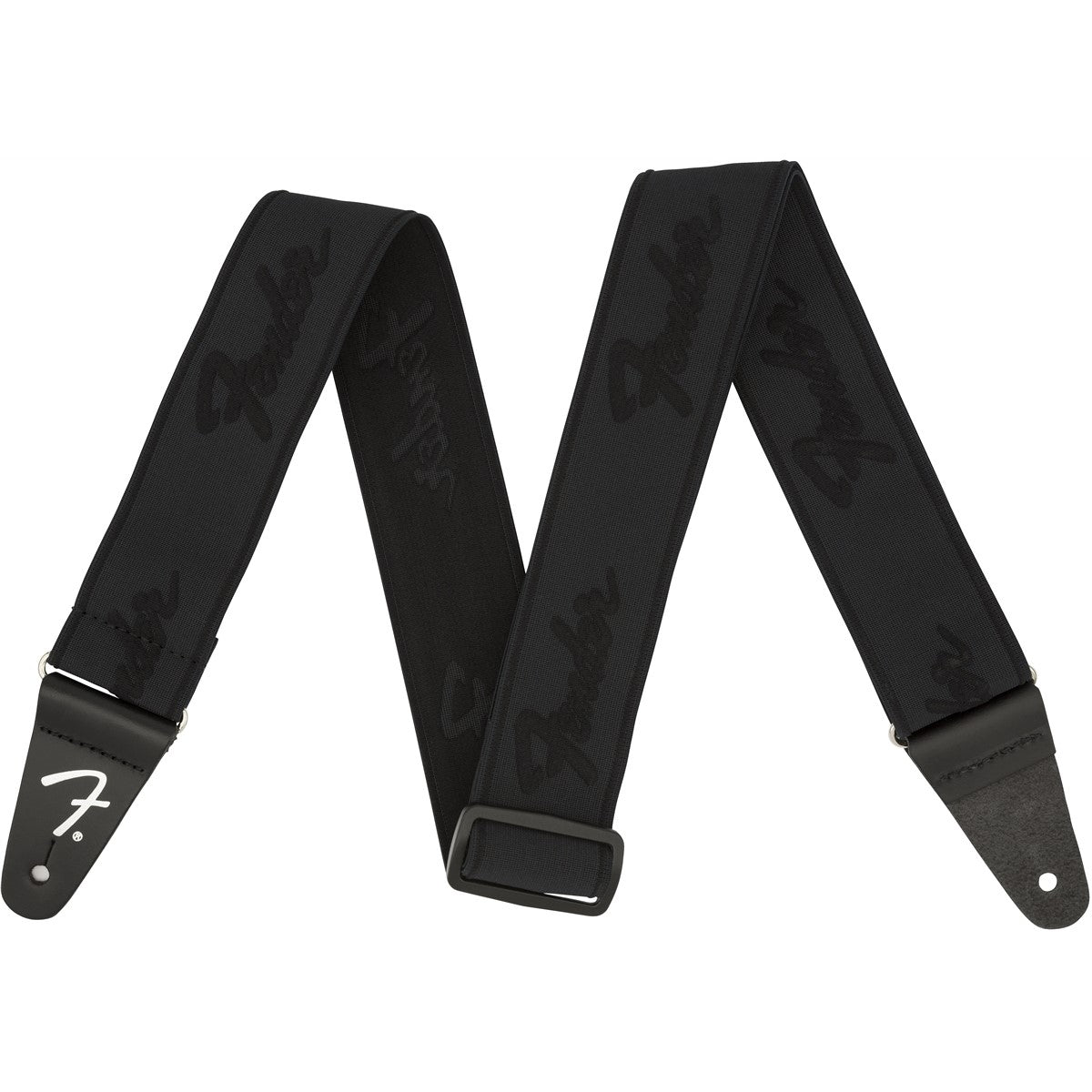 Fender WeighLess Strap Running Logo - Black