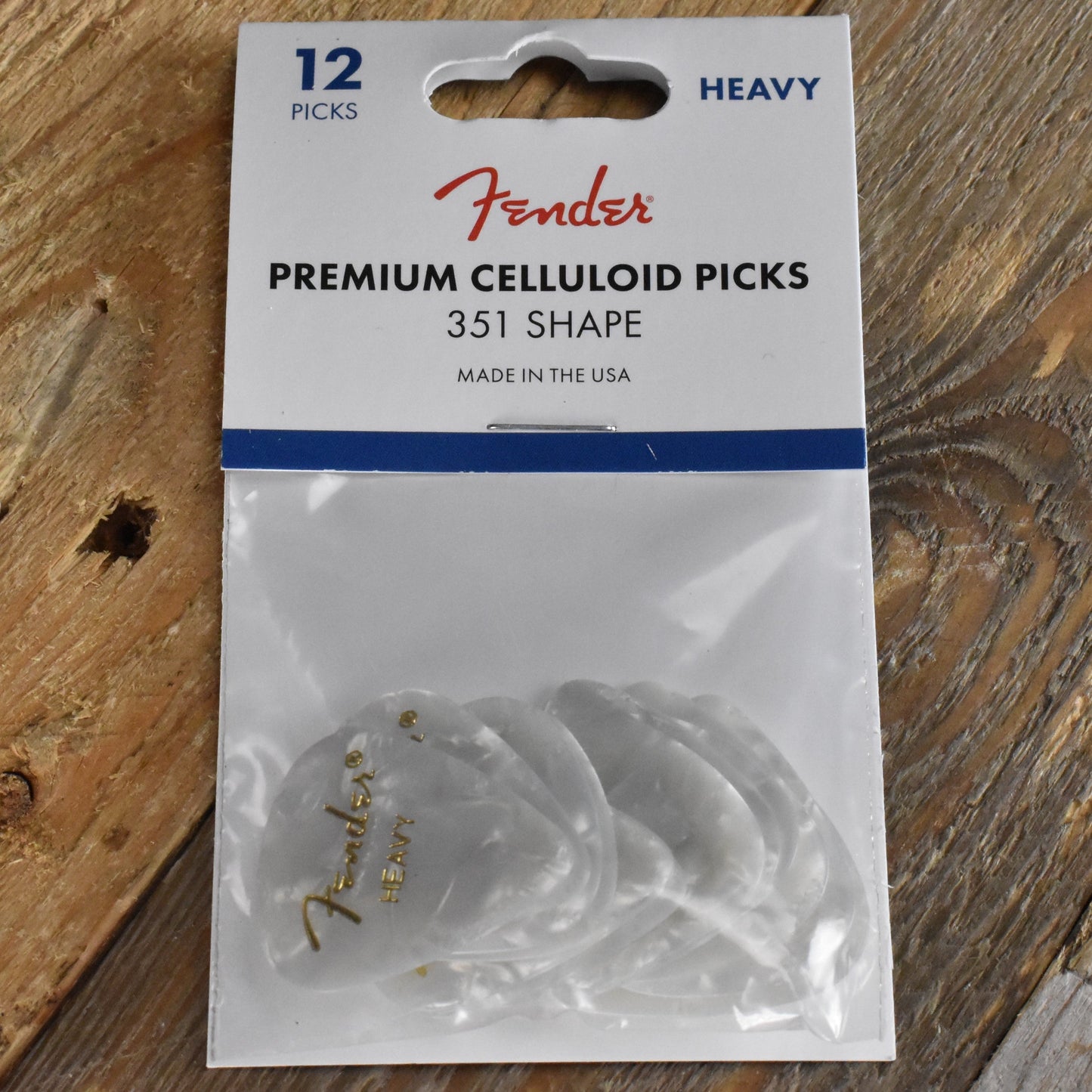 Fender Premium Celluloid 351 Shape .97mm Heavy White Moto Guitar Picks - 12 Pack