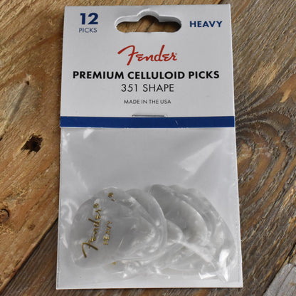 Fender Premium Celluloid 351 Shape .97mm Heavy White Moto Guitar Picks - 12 Pack