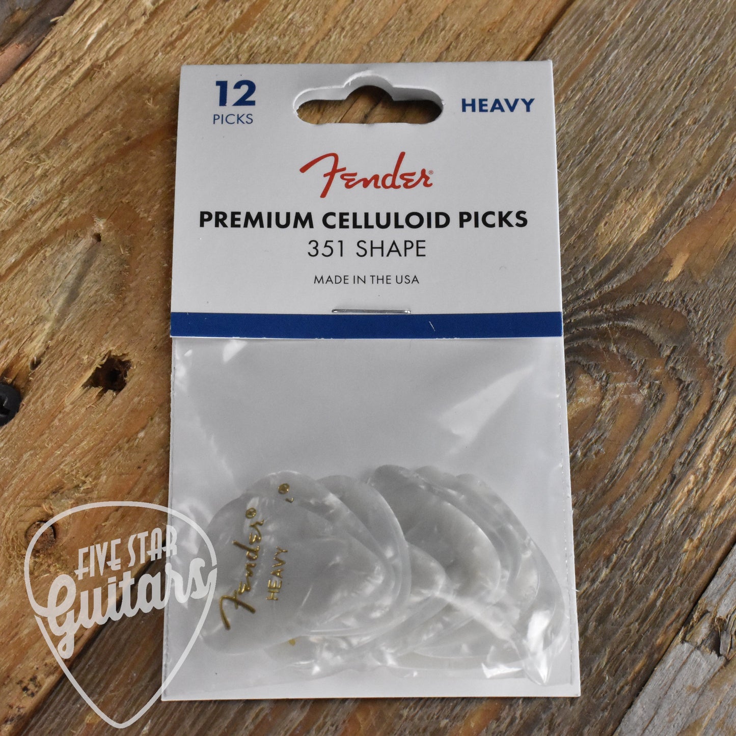 Fender Premium Celluloid 351 Shape .97mm Heavy White Moto Guitar Picks - 12 Pack