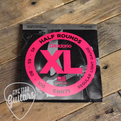 D'Addario XL ENR71 Half Round Semi Flat Long Scale Electric Bass Guitar Strings Regular Light 45-100