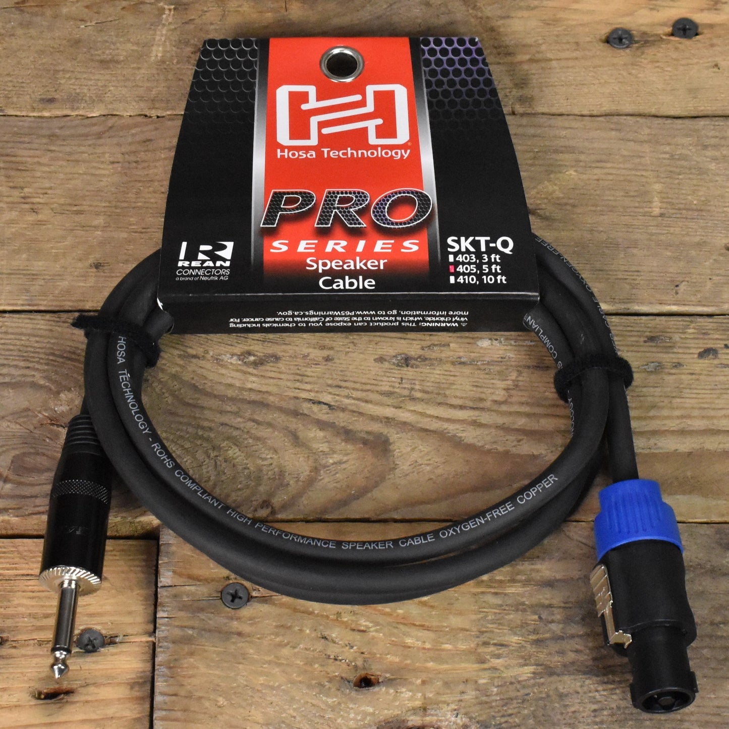 Hosa Pro Speaker Cable REAN Loudspeaker to 1/4" TS  - 5ft - SKT-405Q