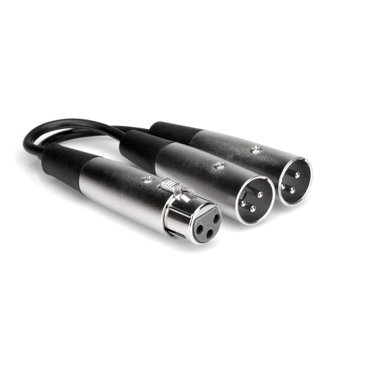 Hosa Y Cable XLR3F to Dual XLR3M - 6in - YXM-121