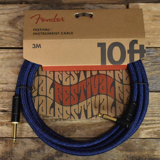 Fender 10'  Straight to Right Angle Festival Instrument Cable - Blue Dream