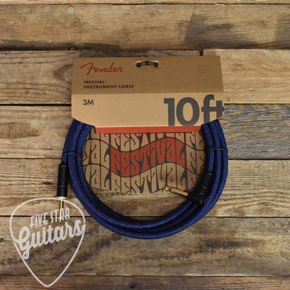 Fender 10'  Straight to Right Angle Festival Instrument Cable - Blue Dream