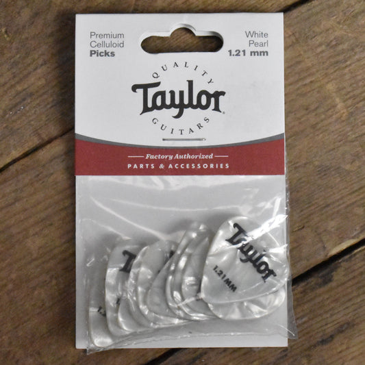 Taylor Premium Celluloid 351 Shape 1.21mm White Pearl Guitar Picks - 12 Pack