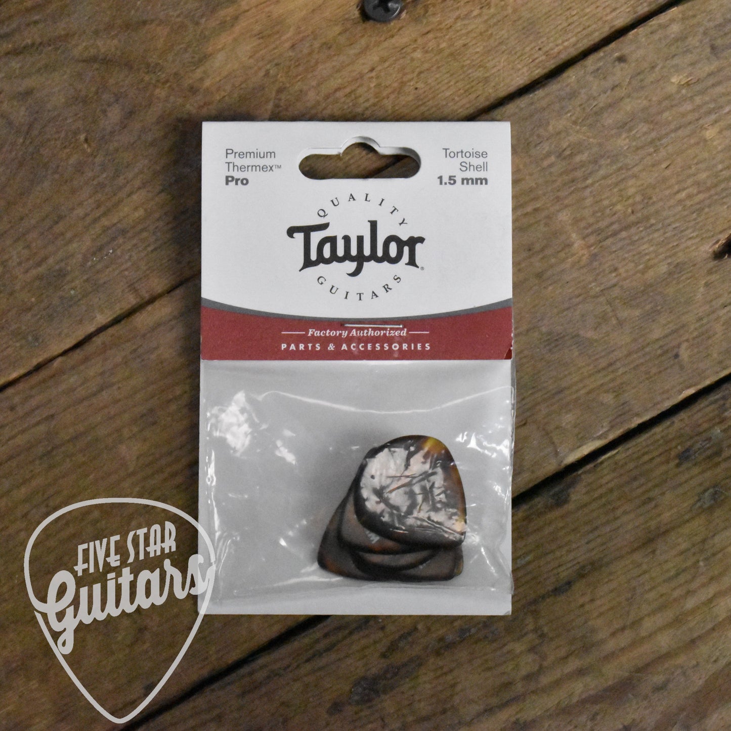 Taylor Premium Thermex Pro 651 Shape 1.5mm Tortoise Shell Guitar Picks - 6 Pack