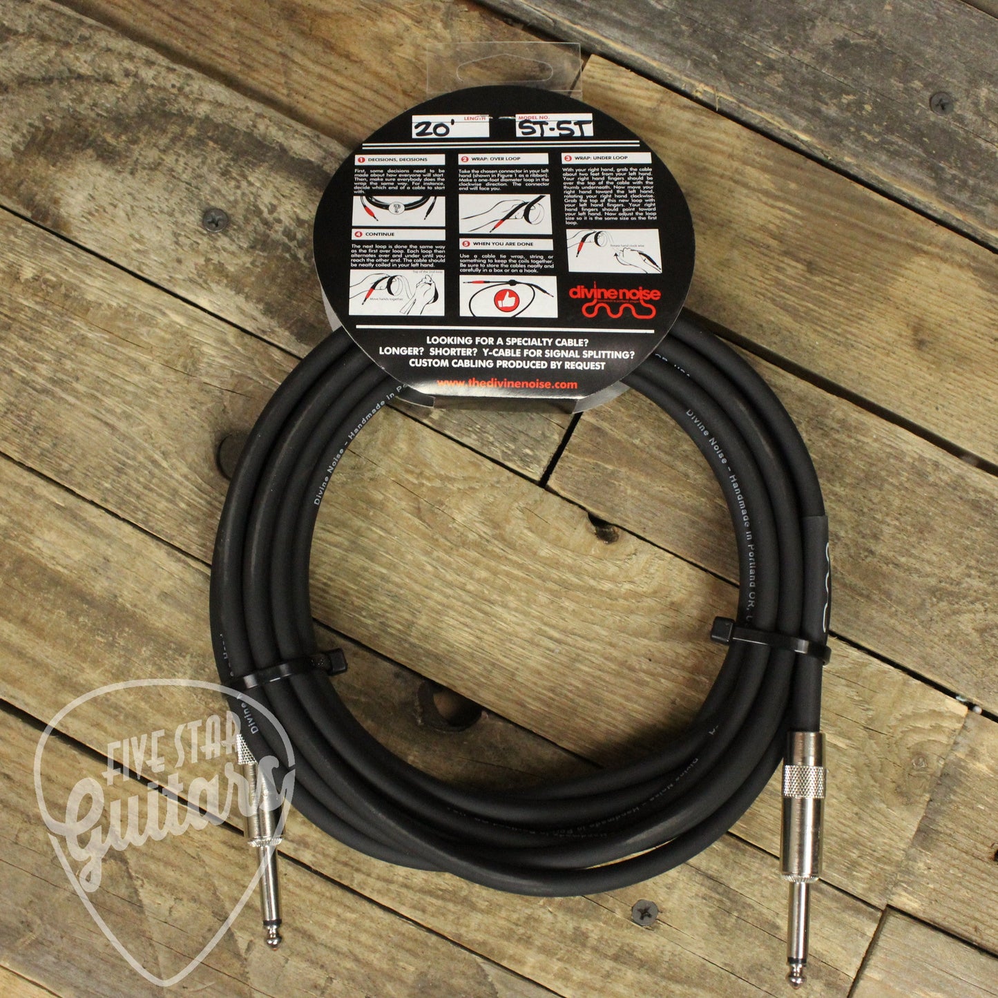 Divine Noise Straight to Straight 20ft Instrument Cable - Black