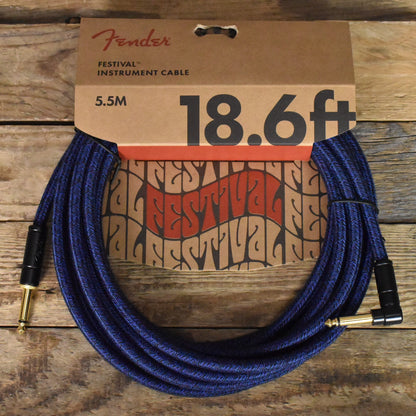 Fender 18.6'  Straight to Right Angle Festival Instrument Cable - Blue Dream