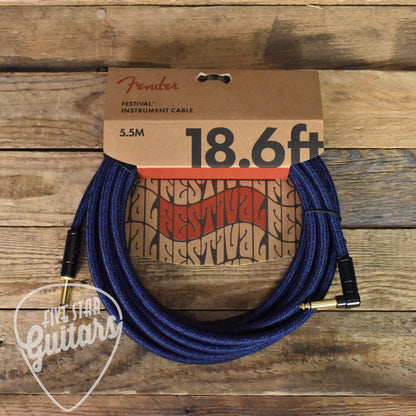 Fender 18.6'  Straight to Right Angle Festival Instrument Cable - Blue Dream