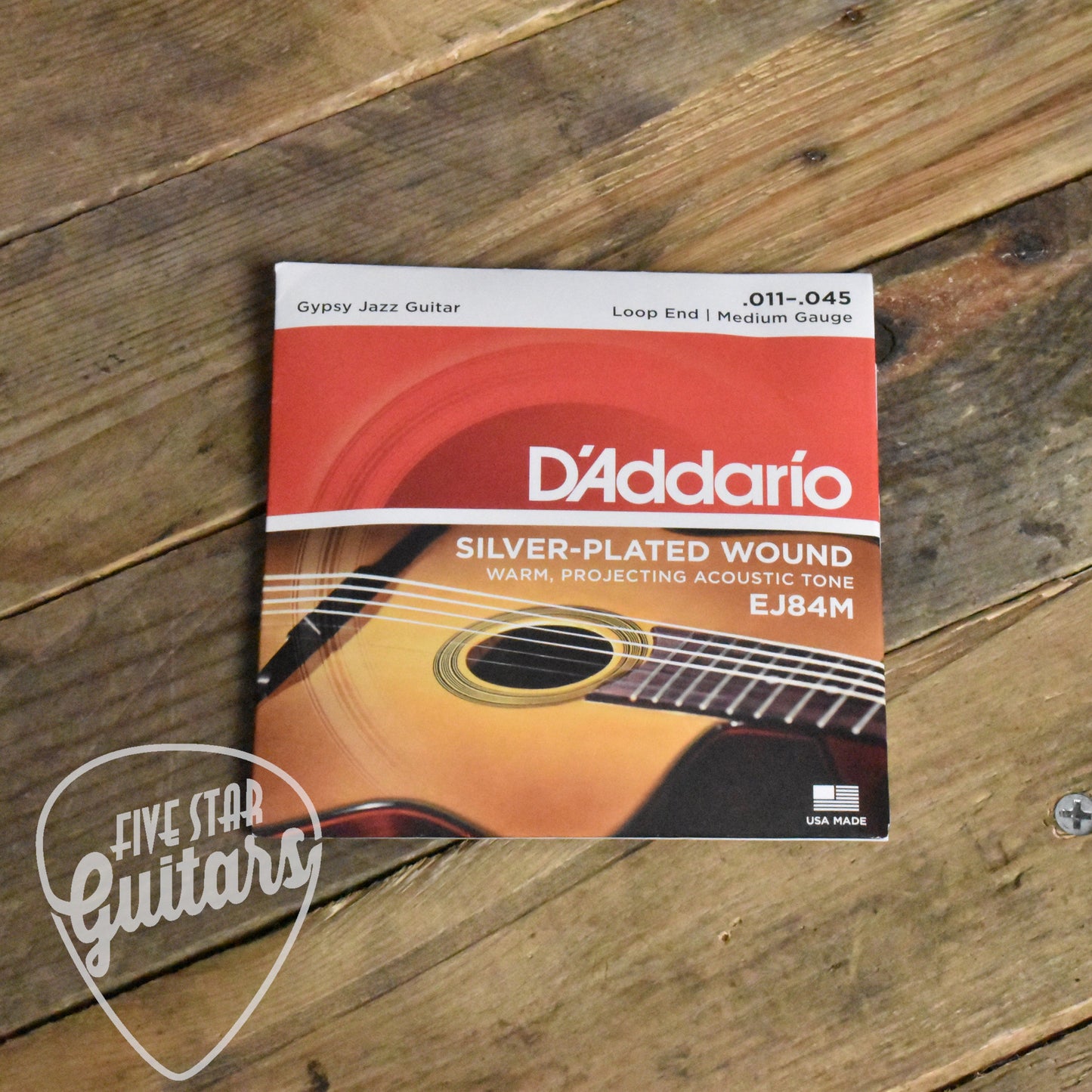 D'Addario EJ84M Silver Wound Gypsy Jazz Acoustic Guitar Strings Medium Loop End 11-45