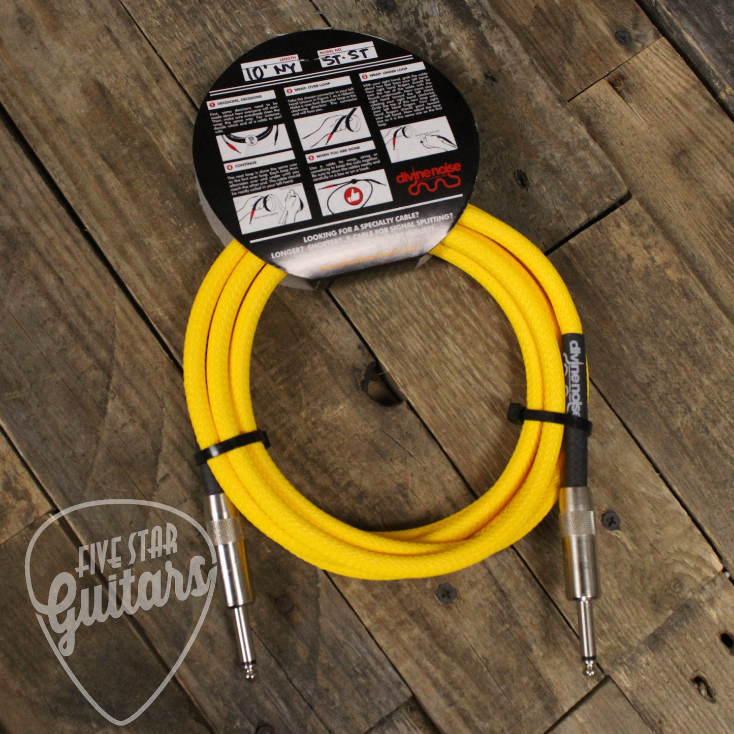 Divine Noise Straight to Straight 10ft Instrument Cable - Neon Yellow Tech Flex