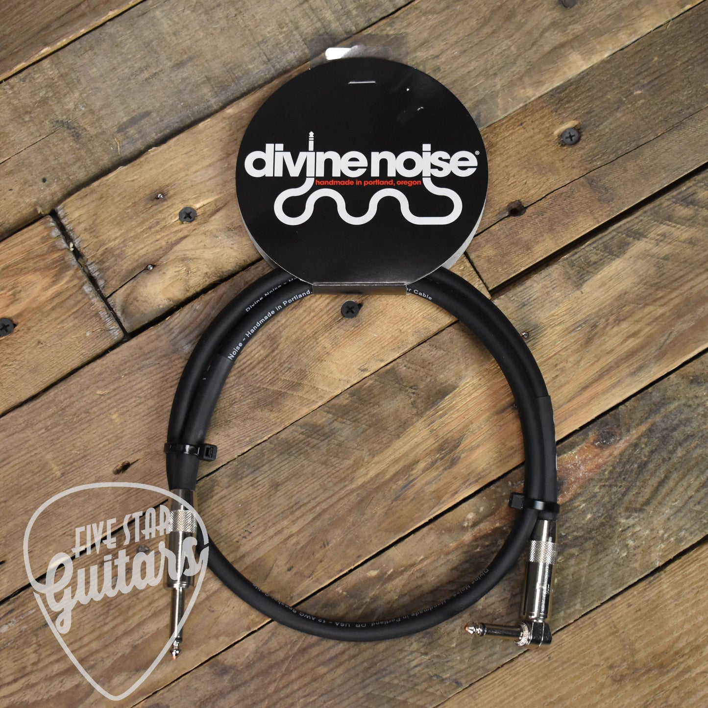 Divine Noise Straight to Right Angle 3 Foot 12 Gauge Speaker Cable - Black