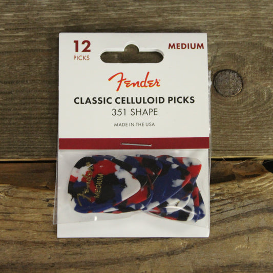 Fender Confetti 351 Shape Medium Picks - 12 Pack