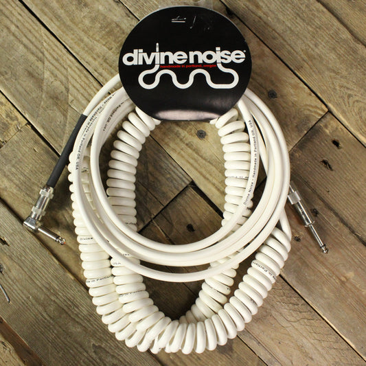 Divine Noise Straight to Right Angle 30ft 50/50 Instrument Cable - White