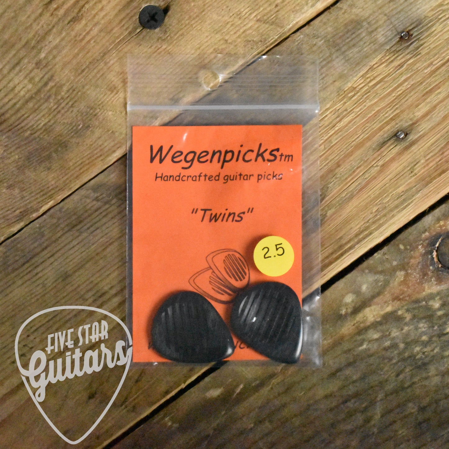 Wegenpicks 2.5mm Black "Twins" Mini Gypsy Jazz Pick - 2 Pack - TW250B