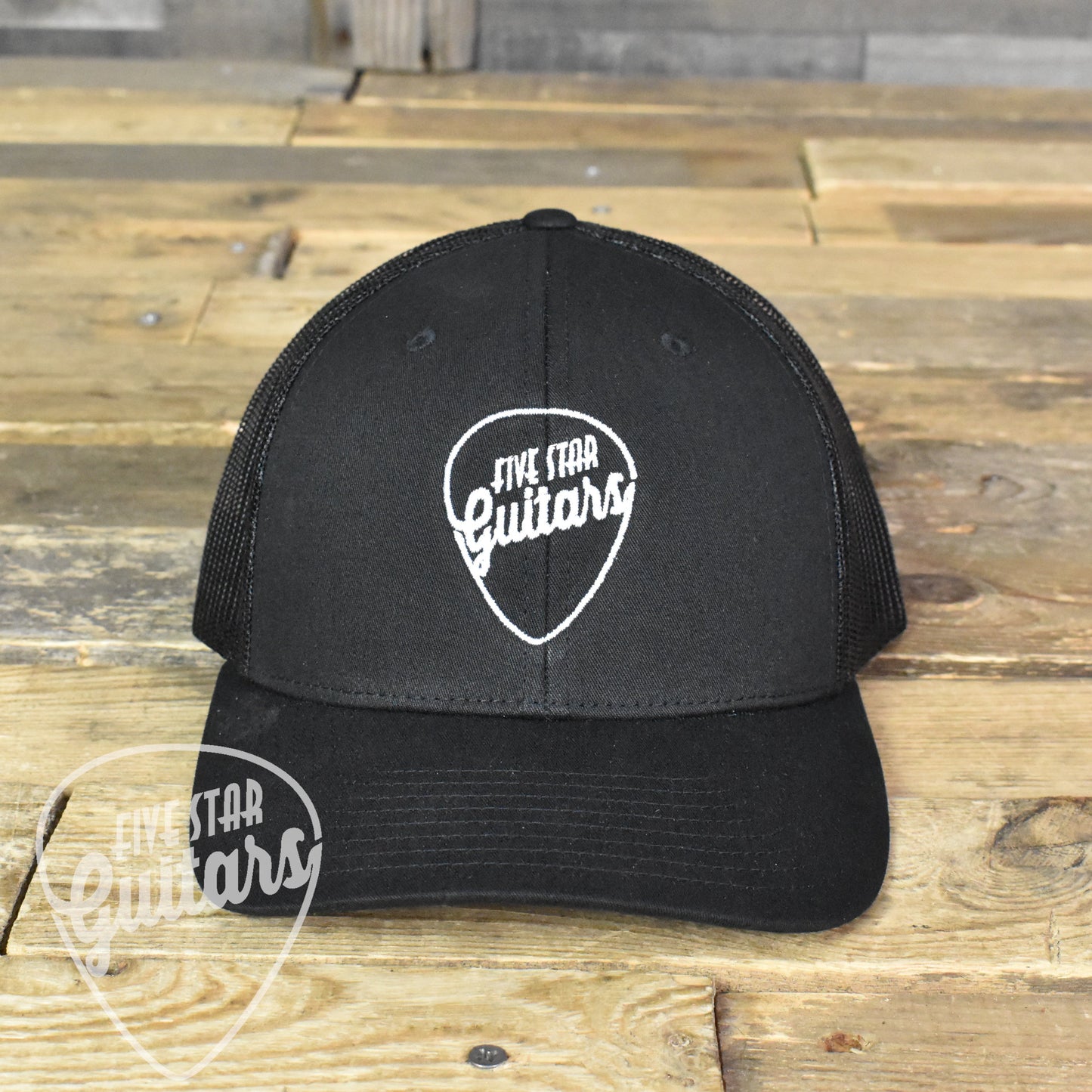 Five Star Guitars Snap-Back Trucker Hat -  Embroidered Black/White