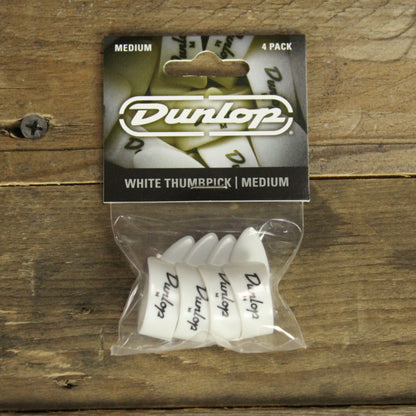 Dunlop Medium White Thumb Picks - 4 Pack - 9002P