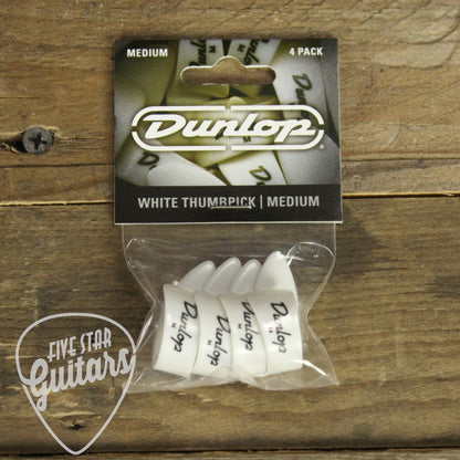 Dunlop Medium White Thumb Picks - 4 Pack - 9002P