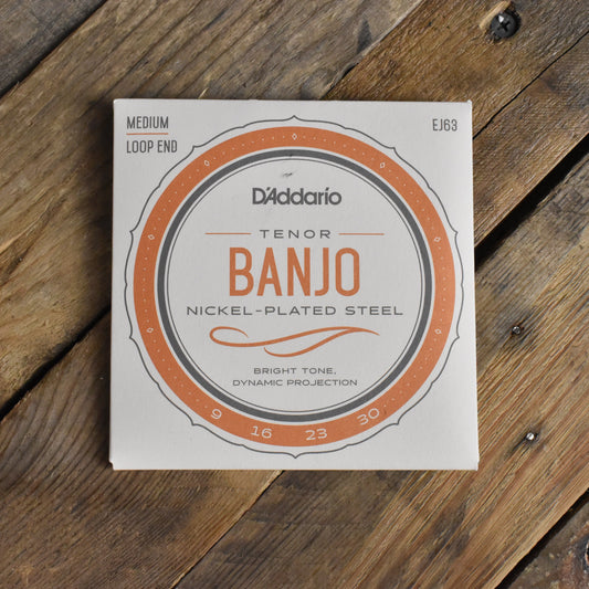 D'Addario EJ63 Nickel Wound Loop End Tenor Banjo Strings Medium 9-30