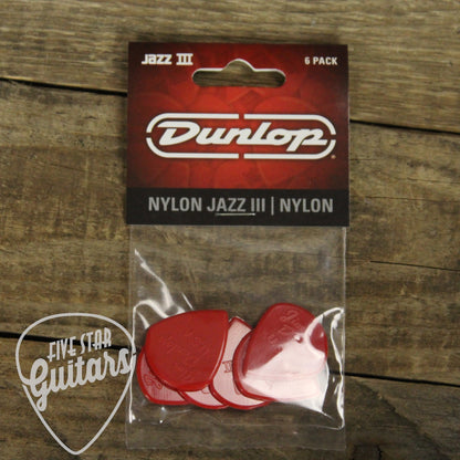 Dunlop Jazz III Red Nylon Guitar Picks - 6 Pack - 47P3N