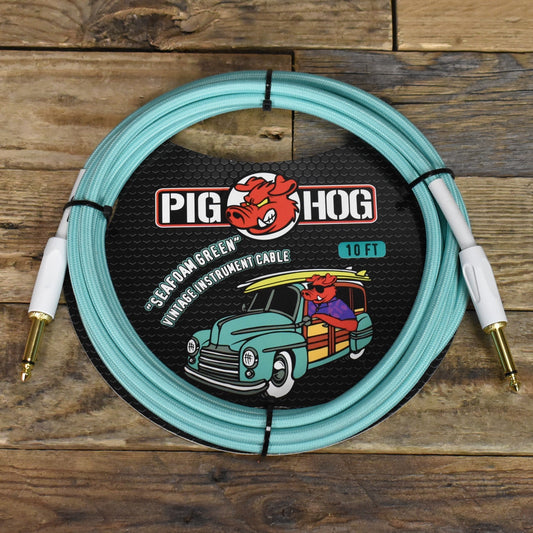 Pig Hog Straight to Straight Instrument Cable - 10ft - Seafoam Green