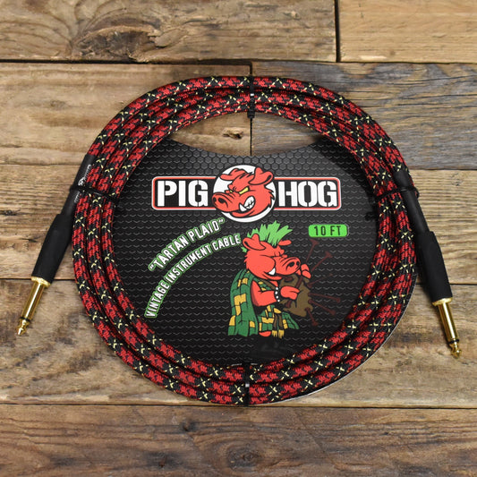 Pig Hog Straight to Straight Instrument Cable - 10ft - Tartan Plaid