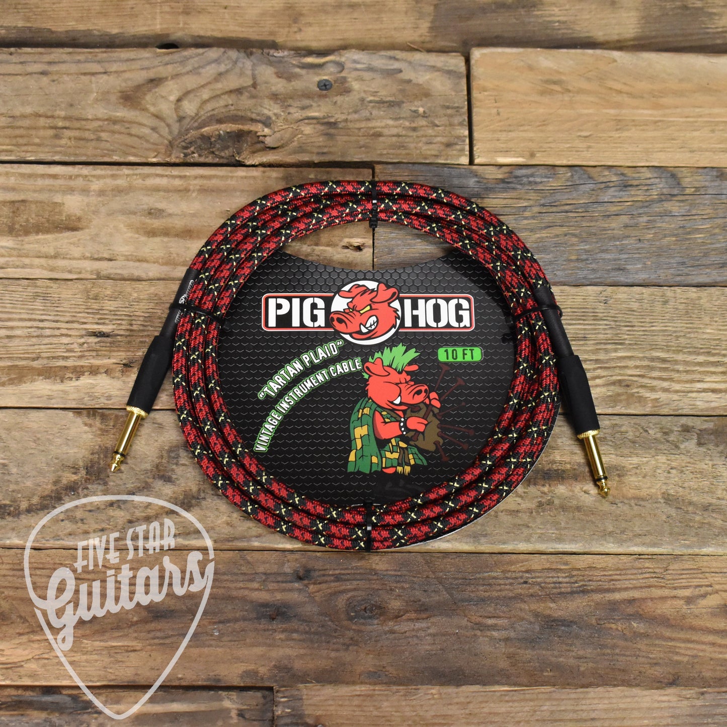 Pig Hog Straight to Straight Instrument Cable - 10ft - Tartan Plaid