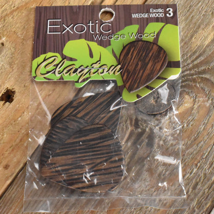 Clayton Exotic Wedge Wood Guitar Picks - 3 Pack - WWS