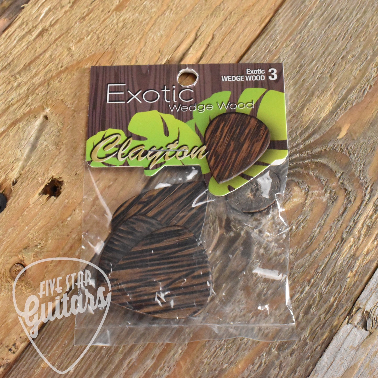 Clayton Exotic Wedge Wood Guitar Picks - 3 Pack - WWS