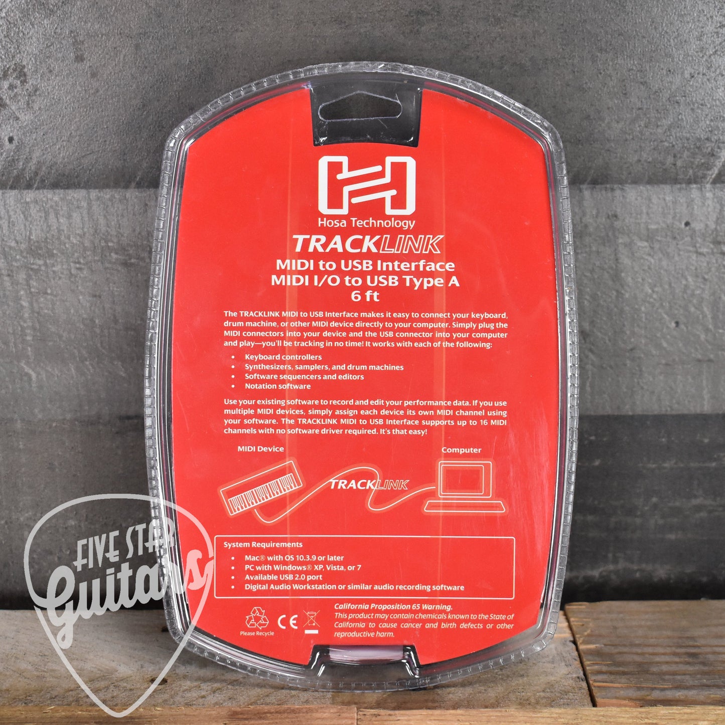 Hosa TRACKLINK Interface Cable MIDI I/O to USB Type A - USM-422