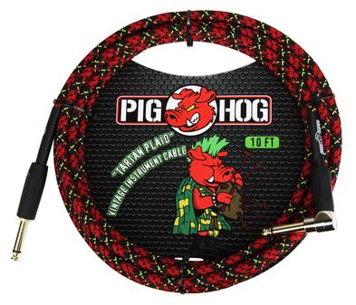 Pig Hog Straight to Right Angle Instrument Cable - 10' - Tartan Plaid