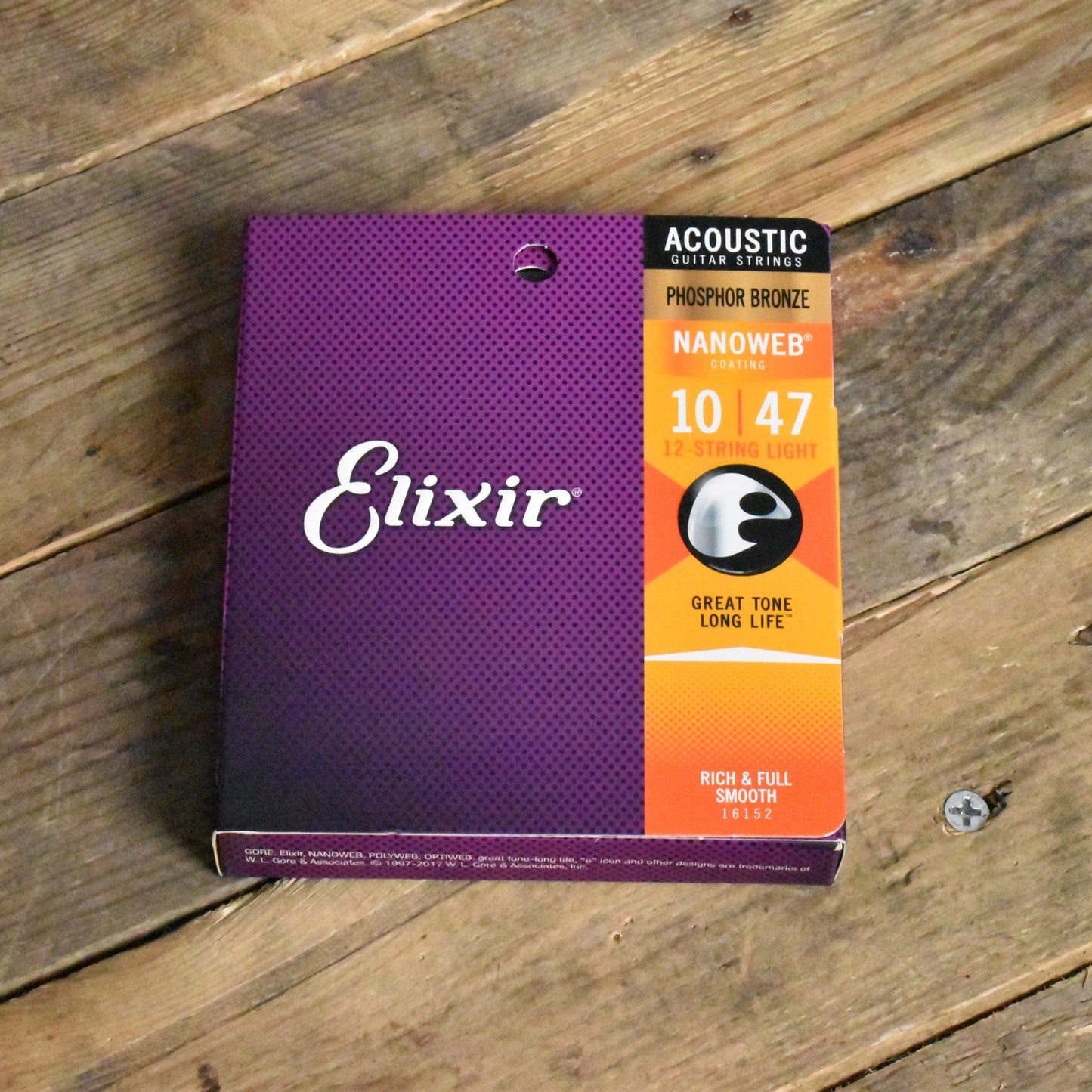 Elixir 16152 Nanoweb Coated Phosphor Bronze 12 String Acoustic Guitar Strings Light 10-47