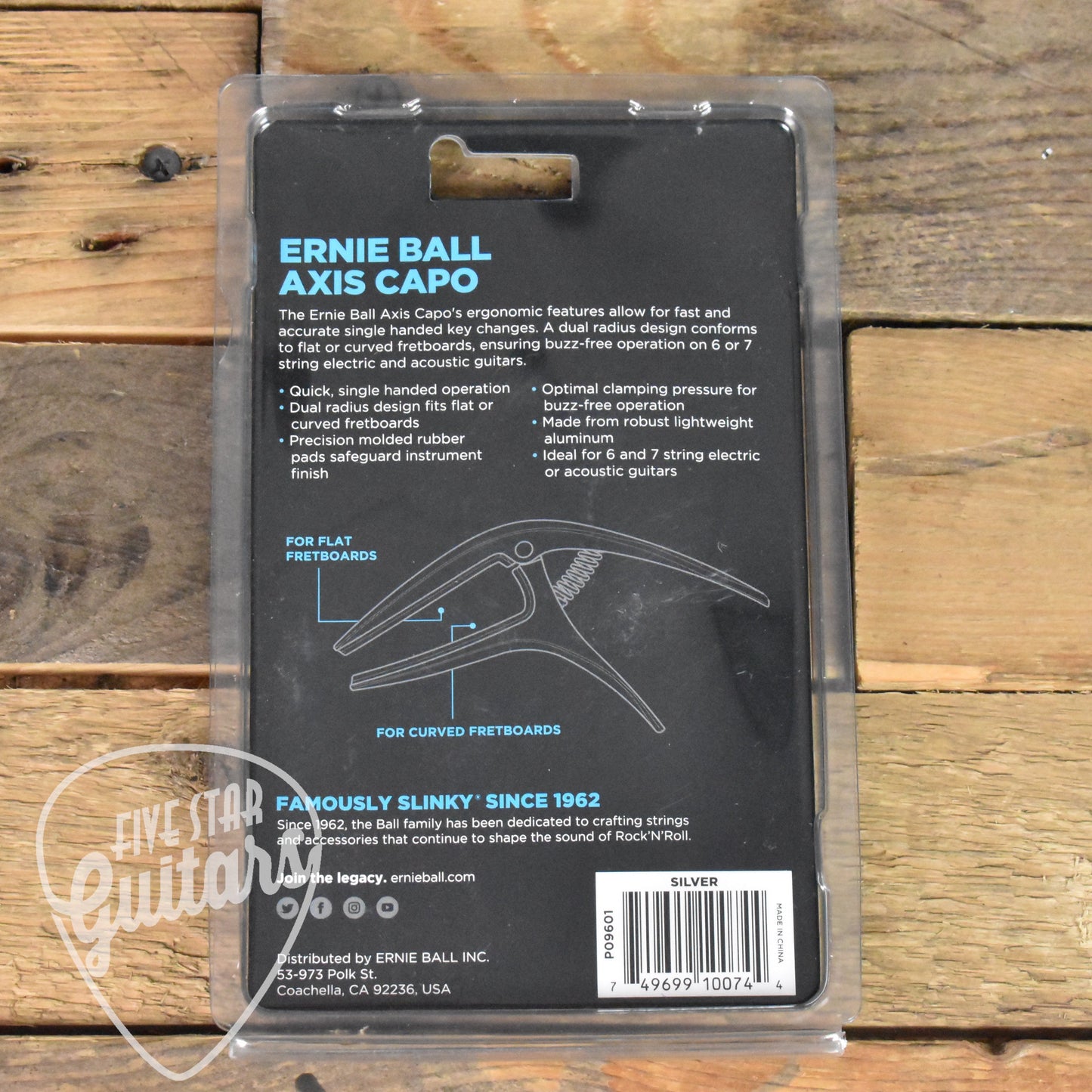 Ernie Ball Axis Ergonomic Guitar Capo - Silver - P09601