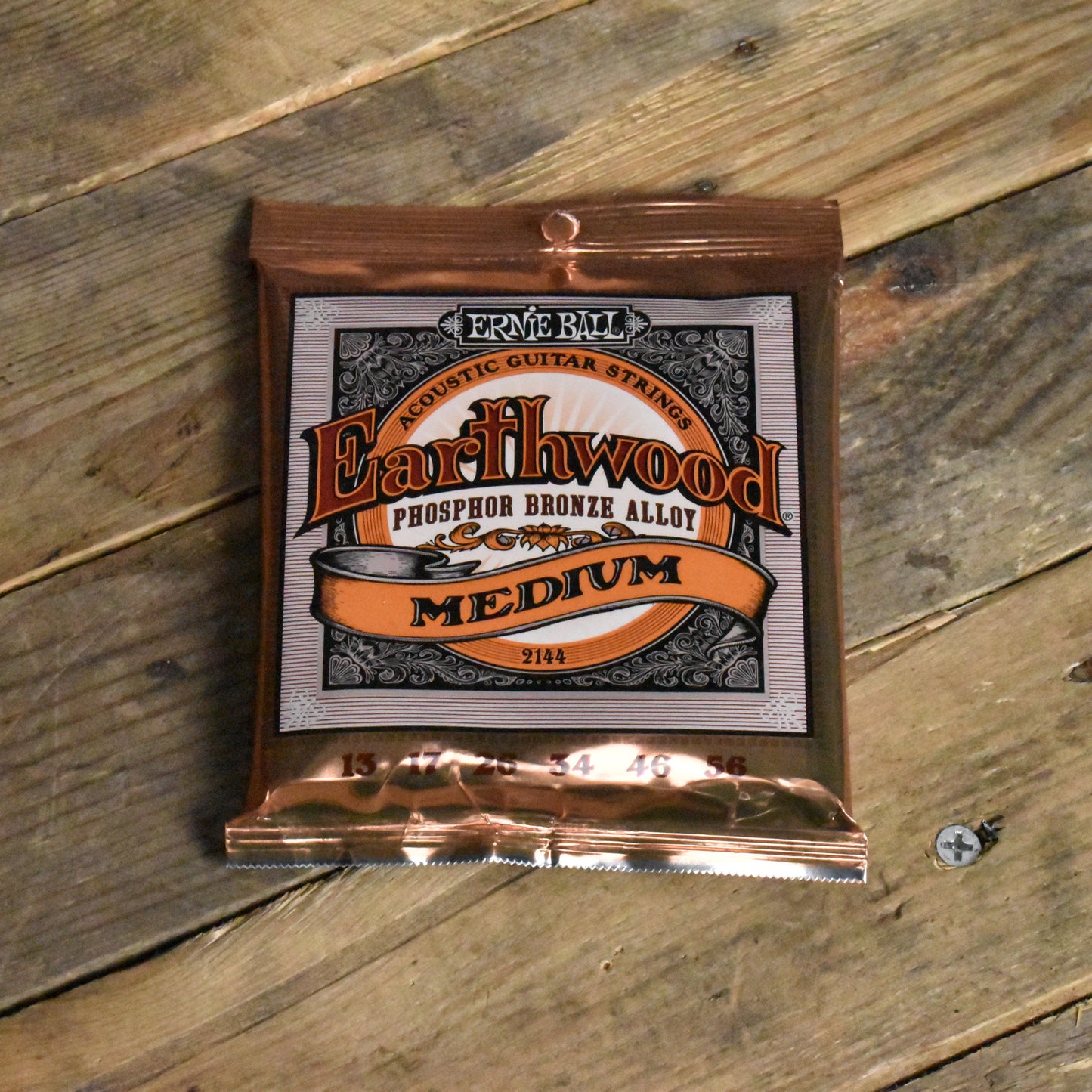 Ernie Ball P02144 Earthwood Medium Phosphor Bronze Acoustic Guitar Strings 13-56