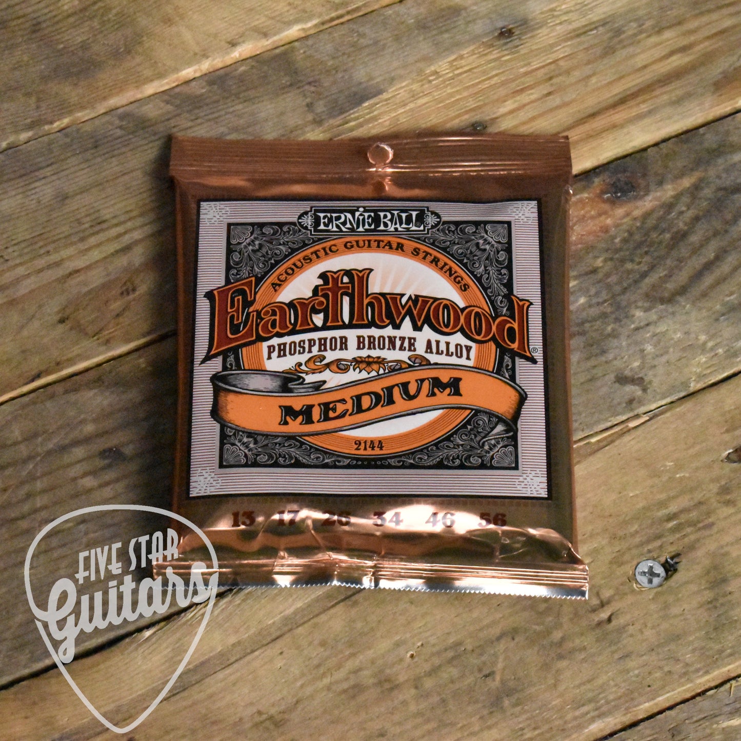 Ernie Ball P02144 Earthwood Medium Phosphor Bronze Acoustic Guitar Strings 13-56