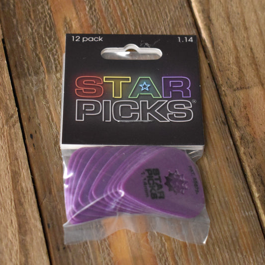 Star Picks Purple 1.14mm Guitar Picks - 12 Pack